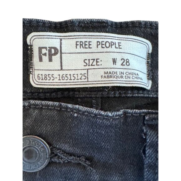 Free People Distressed Skinny Jeans Womens W28 Black High-Rise Stretch Denim Rip - Picture 4 of 5